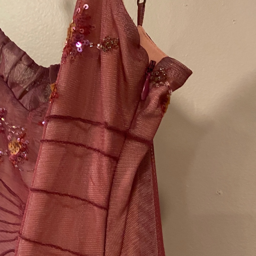 BCBGMaxAzria Embellished Sheer Midi Dress in Mauve - Picture 3 of 7